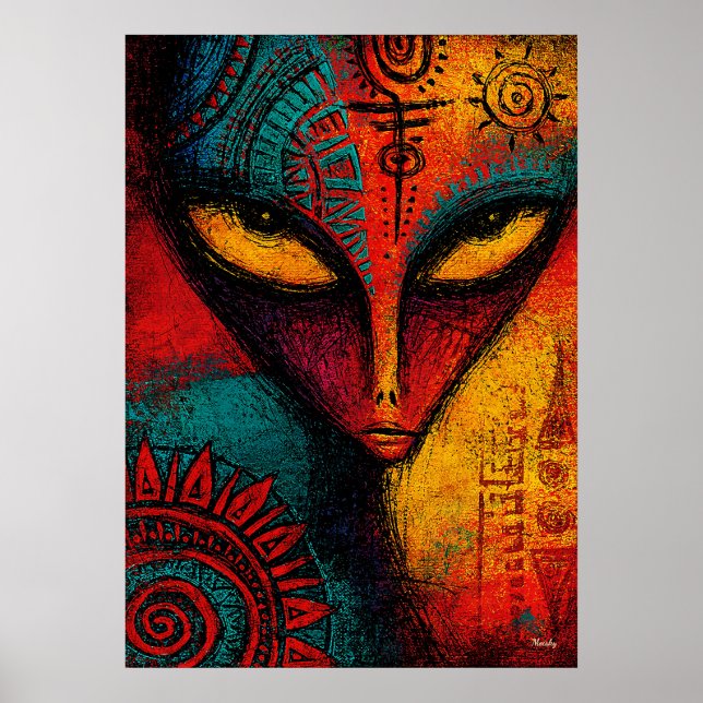 Poster Arte Abstrato Espírito Alien Cósmico – Expressioni (Frente)
