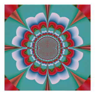 Póster Arte Abstrato Flor de Mandala Psicodélico Retrô