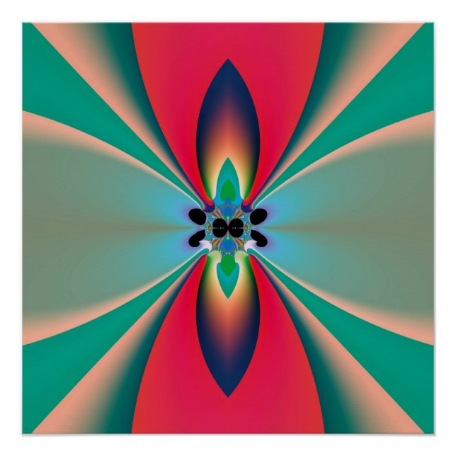 Póster Arte abstrato Flor Funky (Frente)