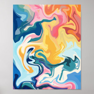 Poster Arte abstrato Fluida com Cores Vibrantes