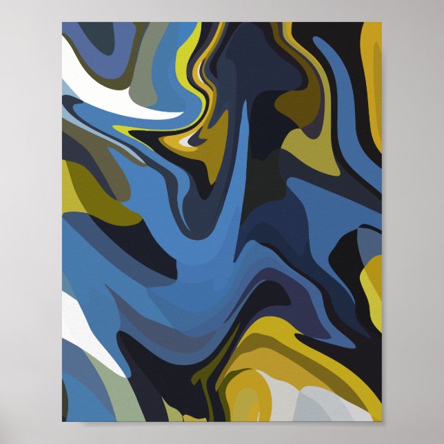 Poster Arte abstrato Fluida com Curvas em Fluxo (Frente)