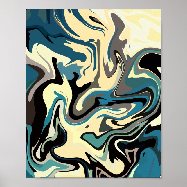 Poster Arte abstrato Fluida com Tons Terrestres (Frente)