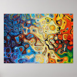 POSTER ARTE ABSTRATO FLUIDO PSICODÉLICO COLORIDO