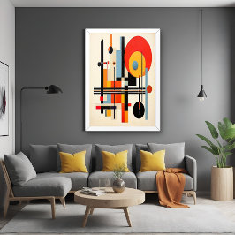 Póster Arte Abstrato Geométrica Inspirada por Bauhaus Vib