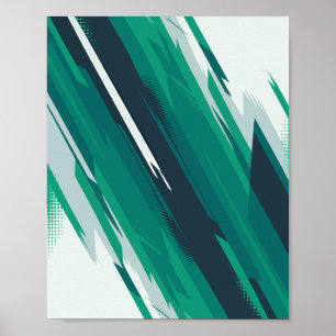 Poster Arte Abstrato Geométrica Verde Dinâmica