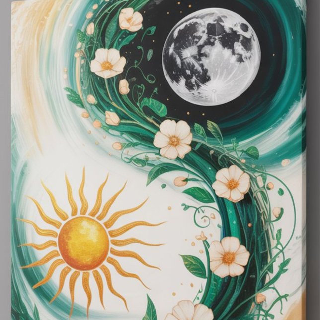 Póster Arte Abstrato moderna: Pastéis gentis e Vibe Japan (Experience the captivating harmony of day and night with this abstract canvas wall art. )