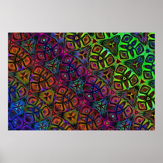 Poster arte abstrato multicolorida diagonal (Frente)