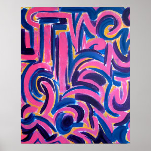 Poster Arte Abstrato pintada à mão do Grafite grego antig