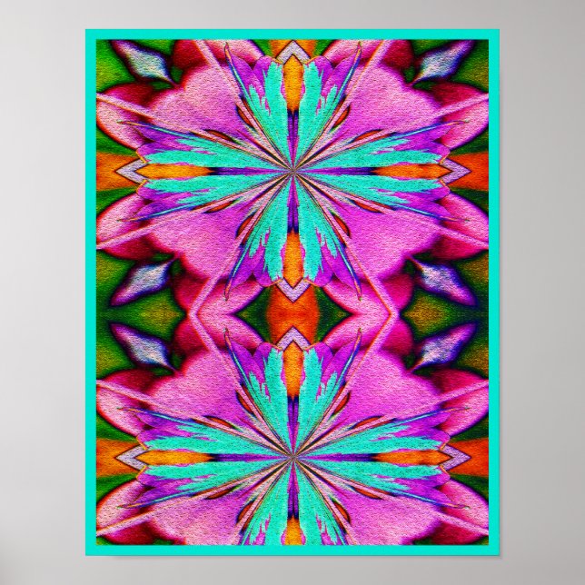 Poster Arte abstrato Roxo E Turquesa (Frente)