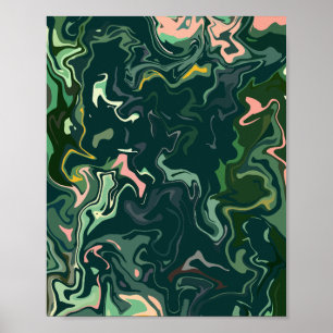 Poster Arte abstrato suja em tons verdes