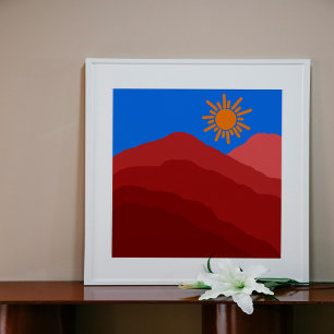 Poster Arte Abstrato Sunset Montanha Vibrante