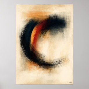 Poster Arte Abstrato Zen Ember Enso Inspirado em Sumi Jap