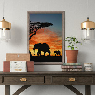 Póster Arte Afafricana De Elefante Sunset