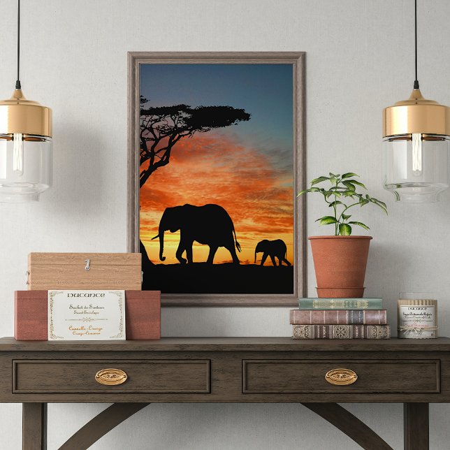 Póster Arte Afafricana De Elefante Sunset (Criador carregado)