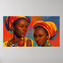 Arte africana vintage Mulheres africanas coloridas