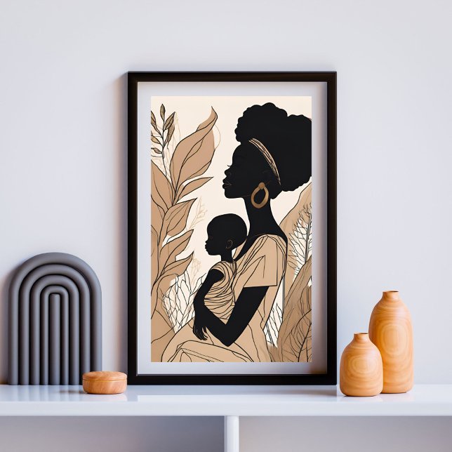Poster Arte Afrocentrado com Tons Terrosos em Linhas (Criador carregado)
