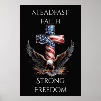 Poster Arte Águia de Fé e Liberdade Patriótica