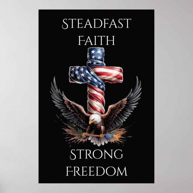 Poster Arte Águia de Fé e Liberdade Patriótica (Frente)