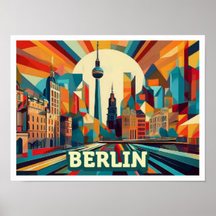 Poster Arte alemã de Berlim colorida