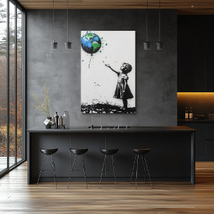 Poster Arte ambiental em grafite em verde e azul