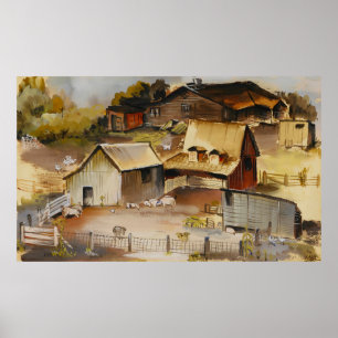 Poster Arte Americana Rústica Iowa Farm Ruth Ziegler