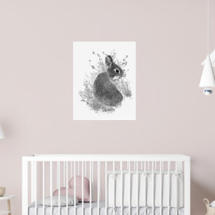 Poster Arte Animal Coelho Coelhinho Cute Aquarela