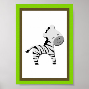 Póster arte animal da parede da selva da zebra 5X7