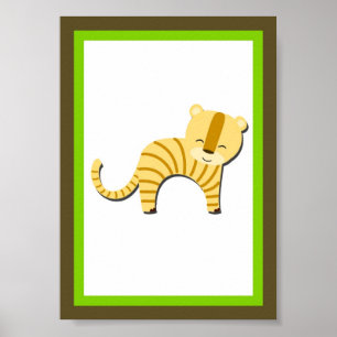 Póster arte animal da parede da selva do tigre 5X7