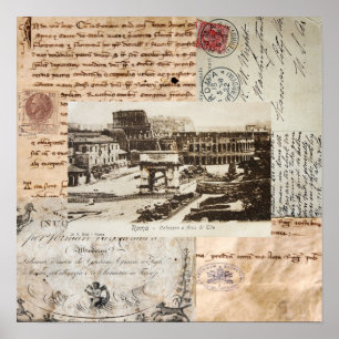 Poster Arte antiga do italiano do coliseu de Roma