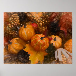 Poster Arte Antiquada de Pompkin Autumn Burnt Orange Vint