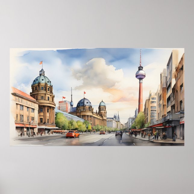 Poster Arte aquarela de Berlim (Frente)