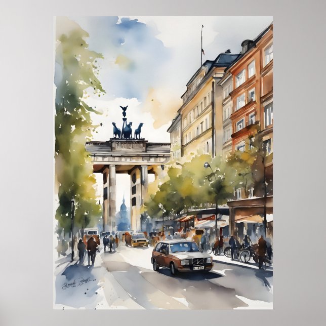 Poster Arte aquarela de Berlim (Frente)
