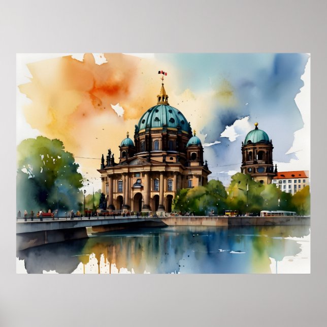 Poster Arte aquarela de Berlim (Frente)
