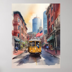 Poster Arte aquarela de Boston