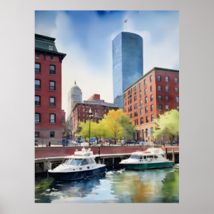 Poster Arte aquarela de Boston