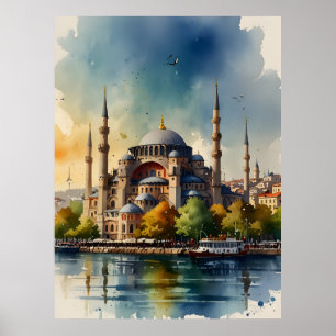Poster Arte aquarela de Istambul