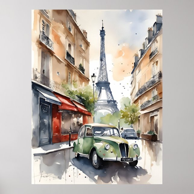 Poster Arte aquarela de Paris (Frente)