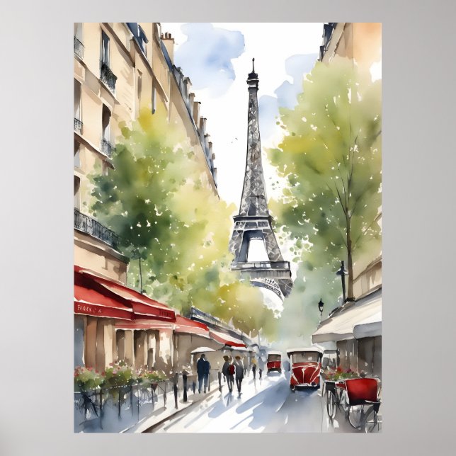 Poster Arte aquarela de Paris (Frente)