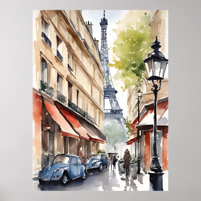 Poster Arte aquarela de Paris (Frente)