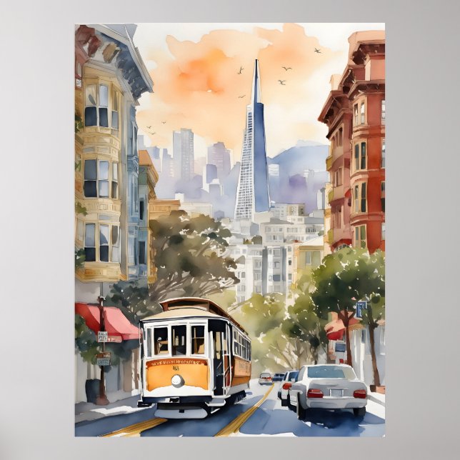 Poster Arte aquarela de São Francisco (Frente)