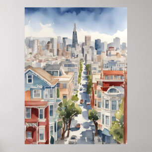 Poster Arte aquarela de São Francisco
