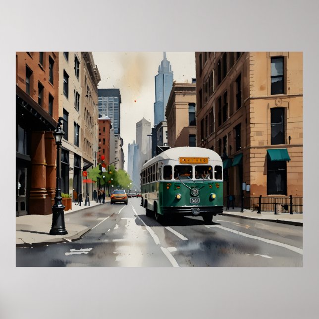 Poster Arte aquosa de Chicago (Frente)