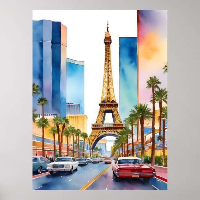 Poster Arte aquosa de Las Vegas (Frente)