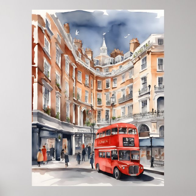 Poster Arte aquosa de Londres (Frente)