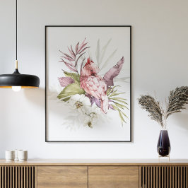 Poster Arte aquosa de papagaio rosa