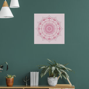 Poster Arte Árabe Mandala - Cor - de-rosa - Floral Simétr