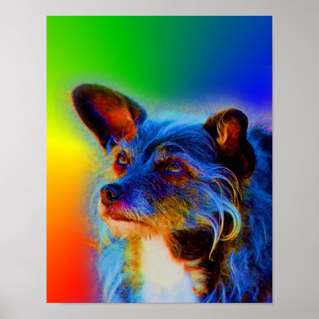 Póster Arte Arco-Íris Cores Terrier Abstrato (Frente)