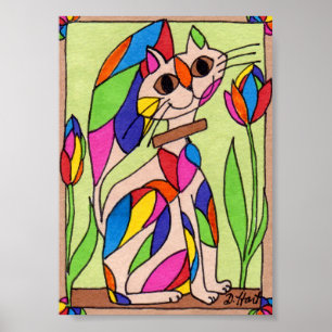 Póster Arte arco-íris Deco Cat Mini Arte Moderna