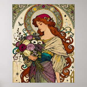 Poster Arte Art Nouveau com Cavalete