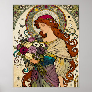 Poster Arte Art Nouveau com Cavalete